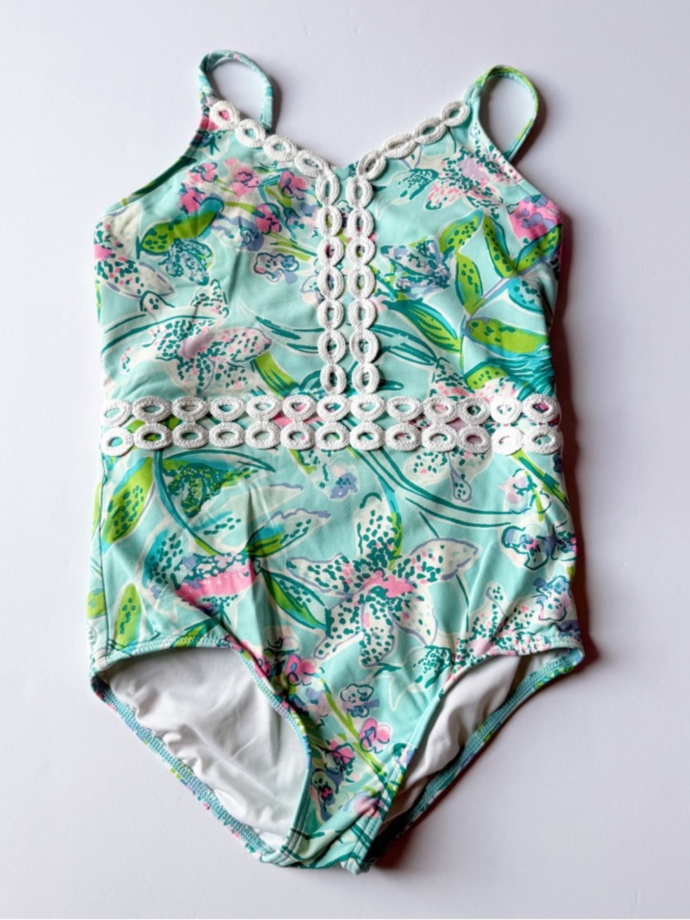 Lilly Pulitzer UPF 50+ Mals Swimsuit “Bali Blue Sway This Way” Aqua Floral 5